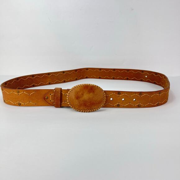 XXL Leatherbound Plate Hook Buckle Embellished Studded Women's Belt  XXL Western - Picture 2 of 12